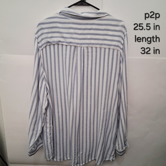 🔵Cato Striped Button-Down Shirt in Blue and White - Picture 2 of 7